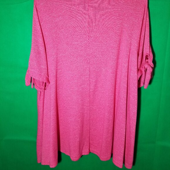 Lane Bryant V Neck Women Plus 22/24 Pink Casual Tie Knot Sleeves Comfy Softy - Picture 4 of 8